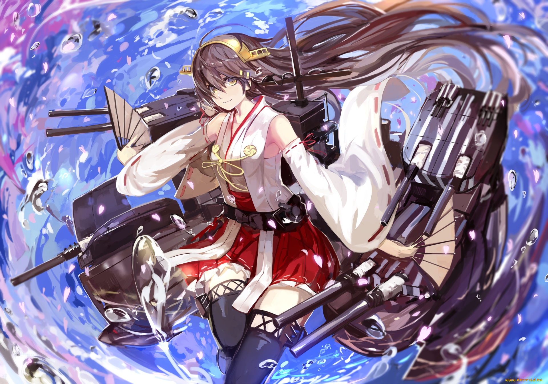 аниме, kantai, collection, девушка, взгляд, фон