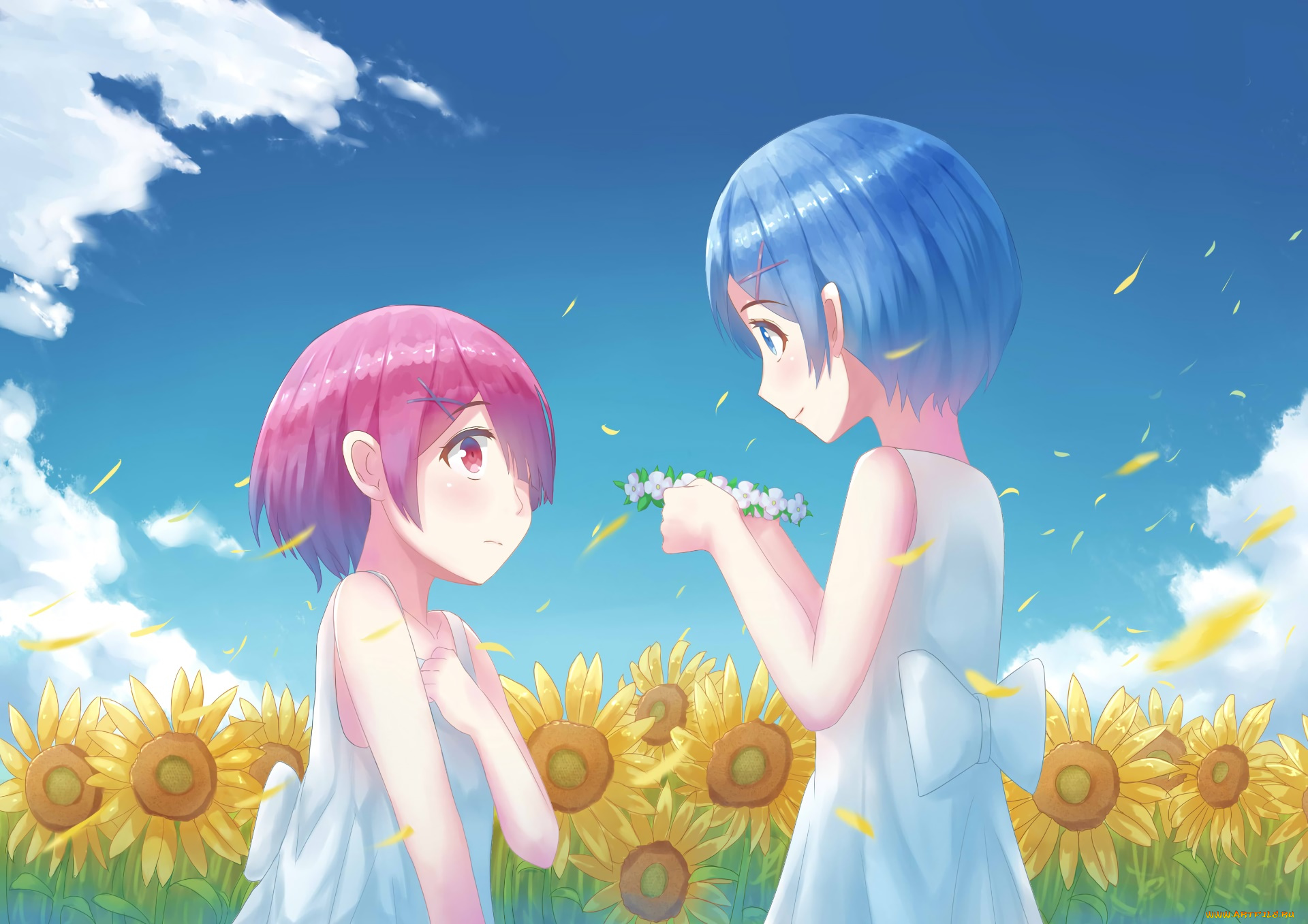 аниме, re, , zero, kara, hajimeru, isekai, seikatsu, девушки, взгляд, фон