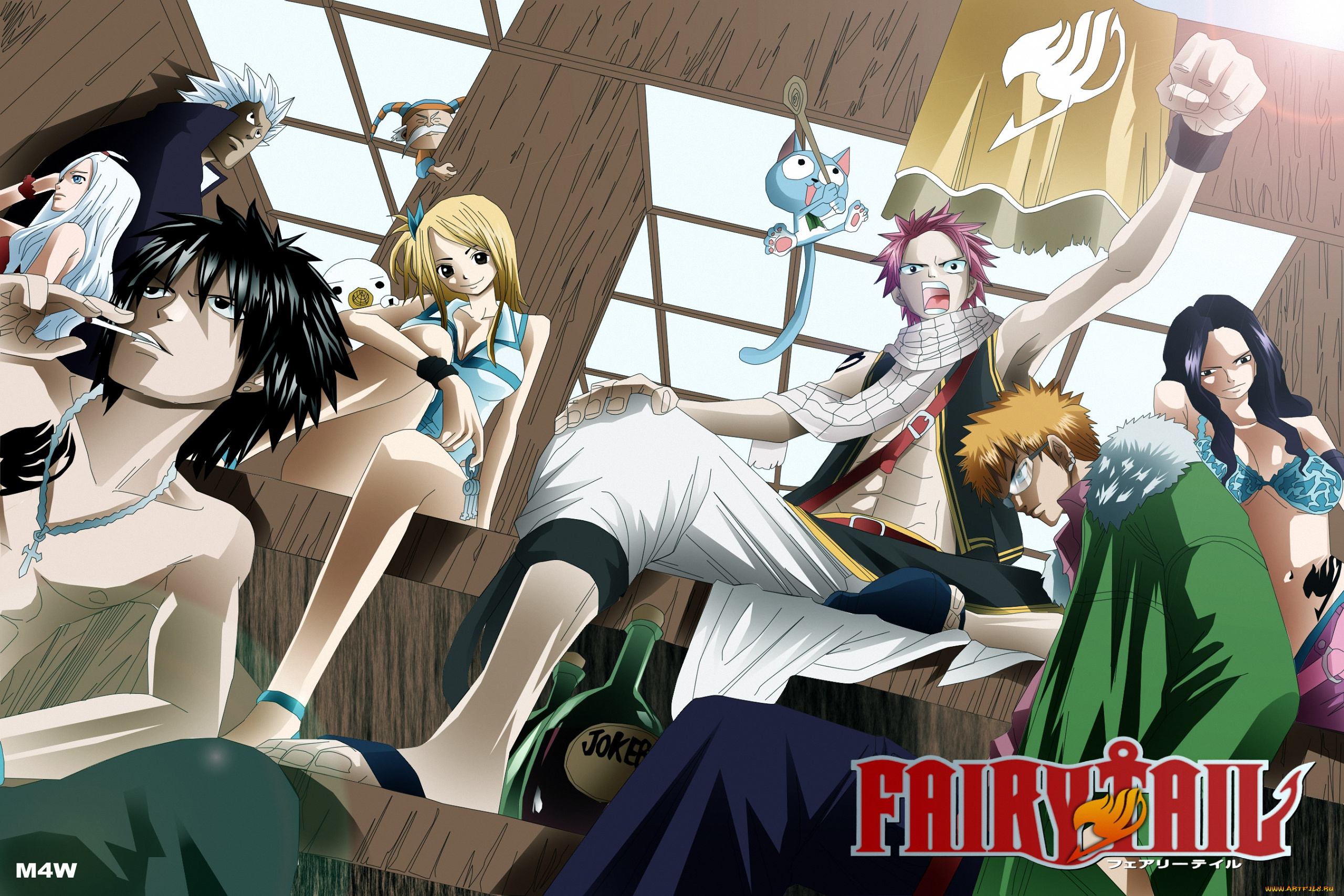 аниме, fairy, tail, дракон, огонь, чародей, маг, dragneel, волшебник, happy, natsu, кот, lucy