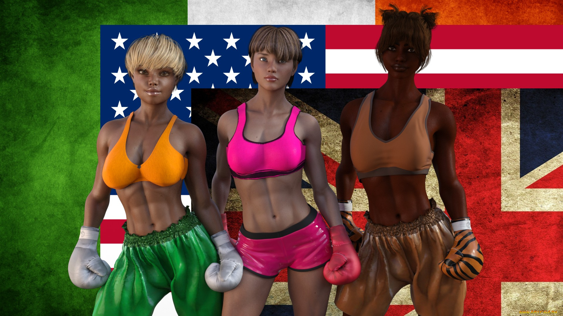 3д, графика, спорт, , sport, поза, фон, взгляд, девушки