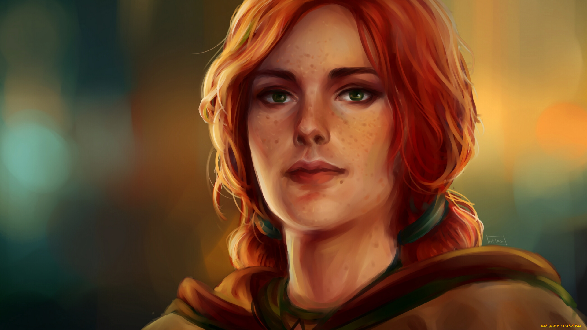 рисованное, люди, взгляд, фон, девушка