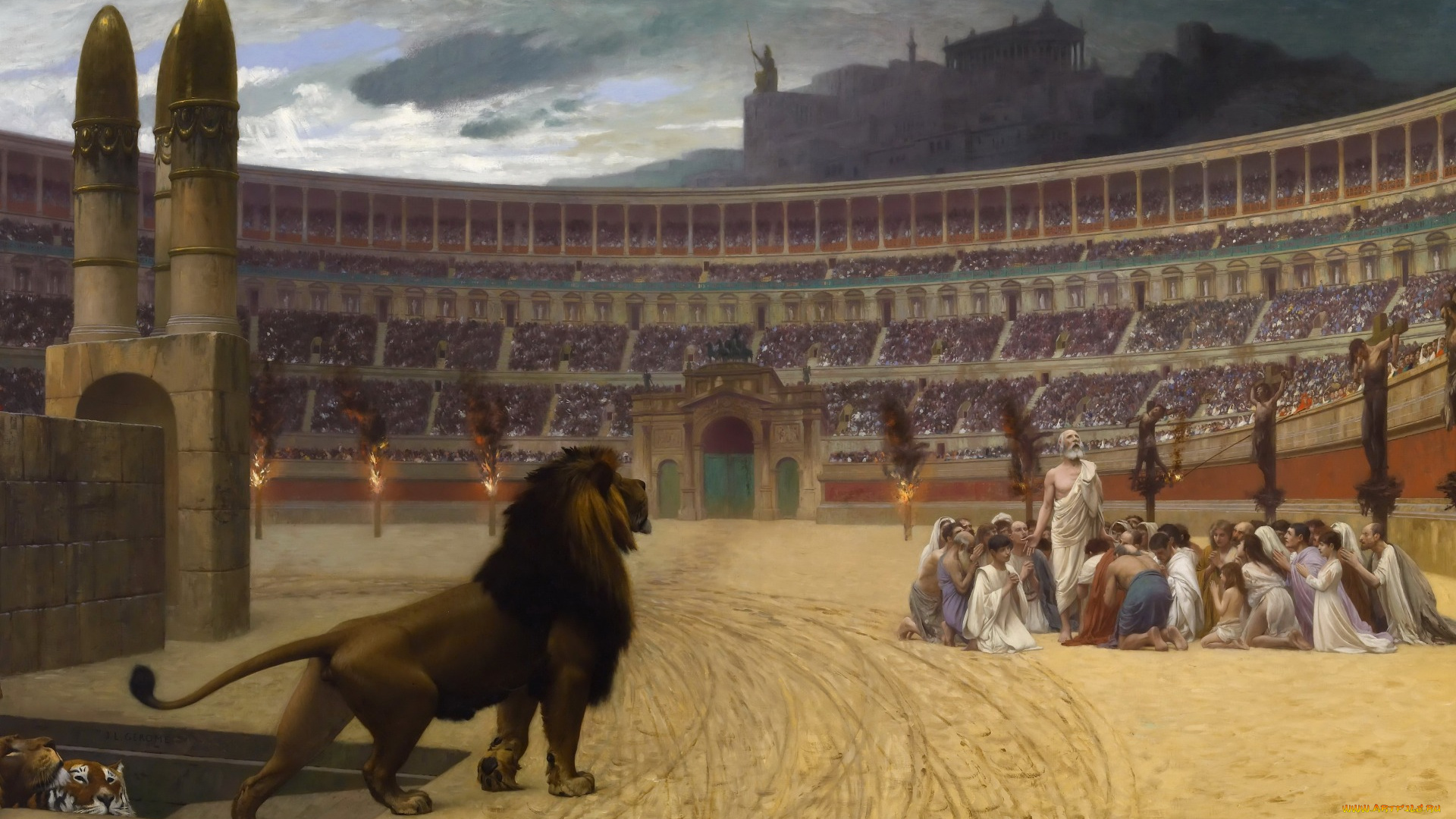 рисованное, живопись, лев, колизей, последняя, молитва, христианских, мучеников, мифология, картина, жан-леон, жером