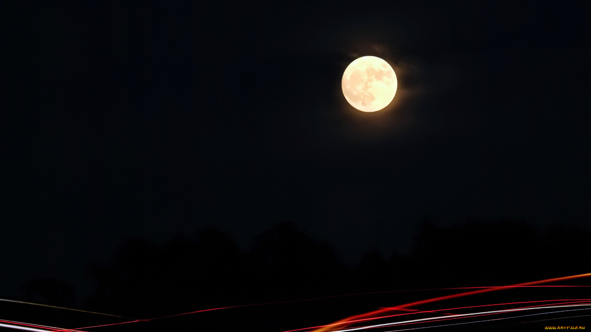 векторная, графика, другое, , other, огни, ночь, луна