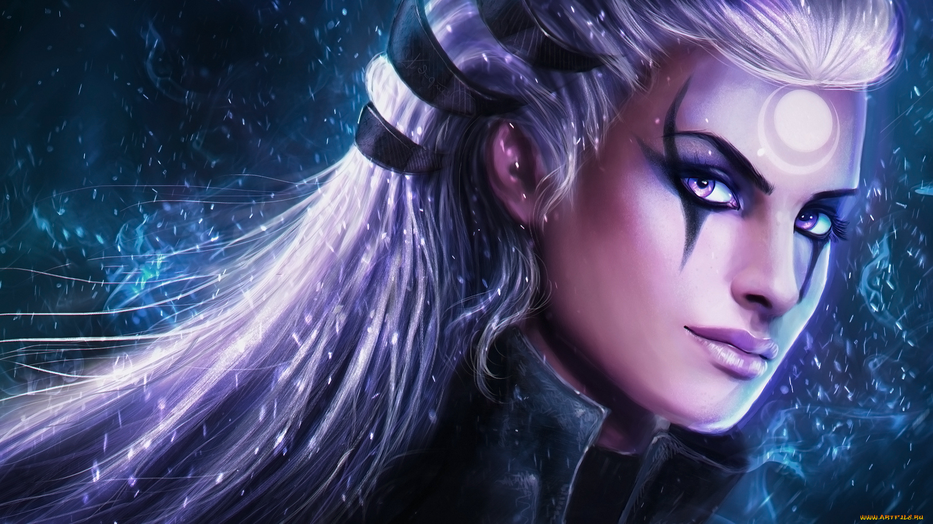 видео, игры, league, of, legends, фон, взгляд, девушка, diana