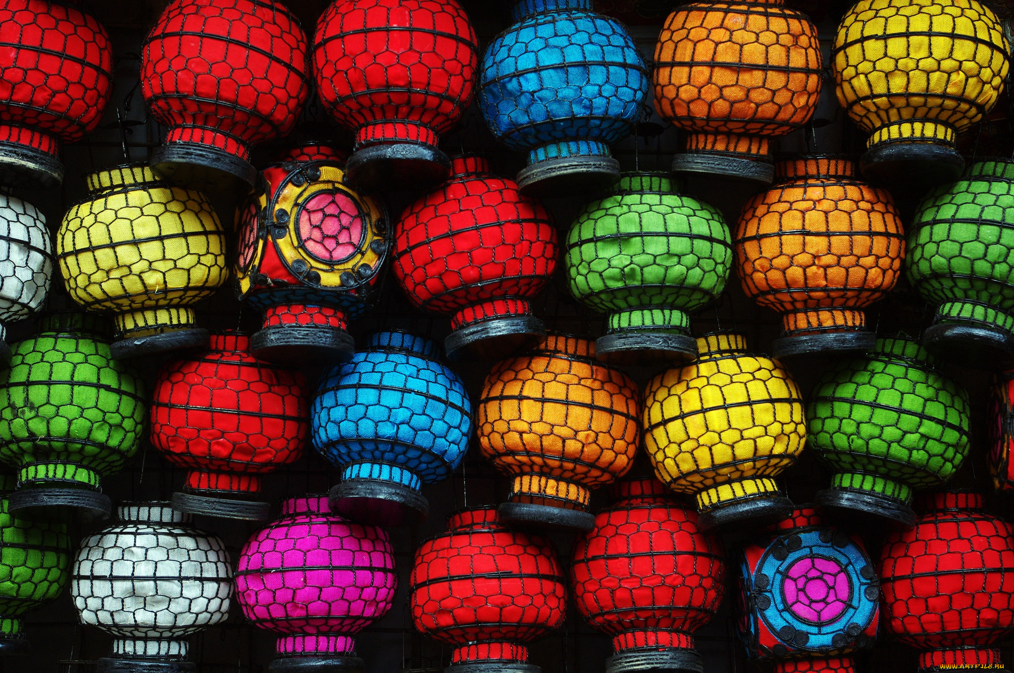 разное, текстуры, colorful, lanterns, light