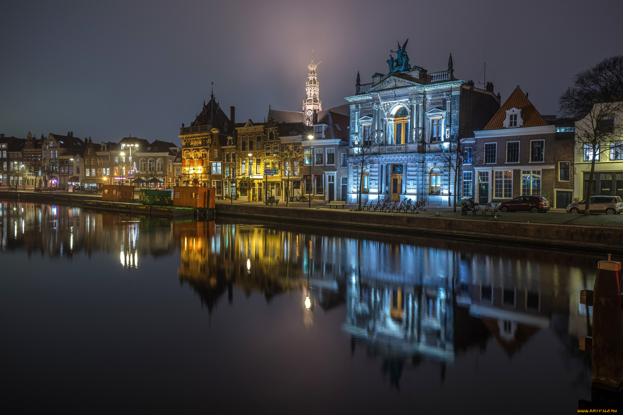 города, -, огни, ночного, города, простор