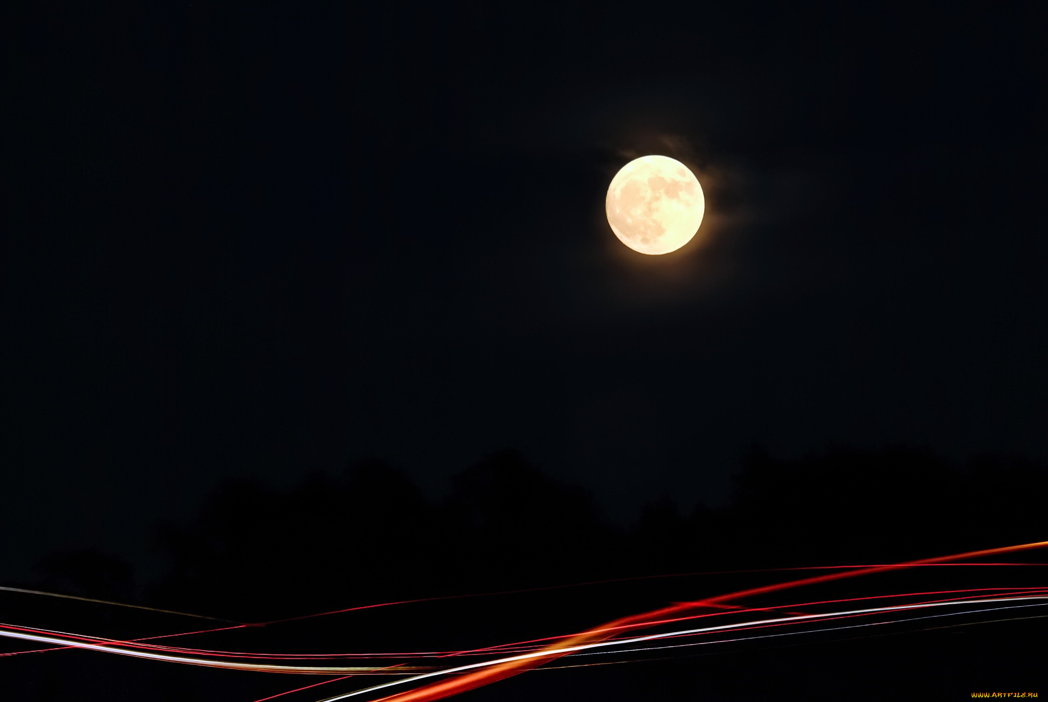 векторная, графика, другое, , other, огни, ночь, луна