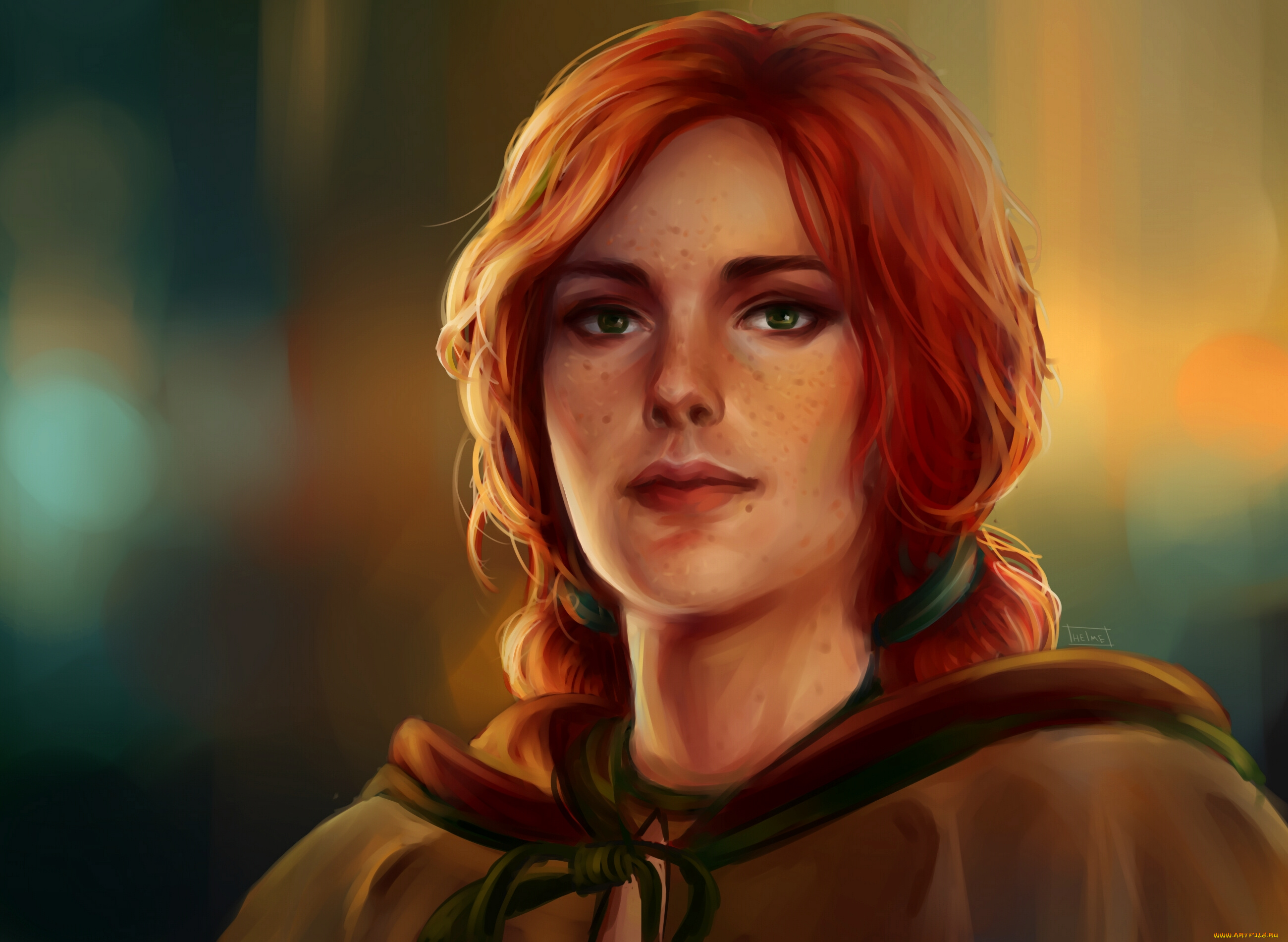 рисованное, люди, взгляд, фон, девушка