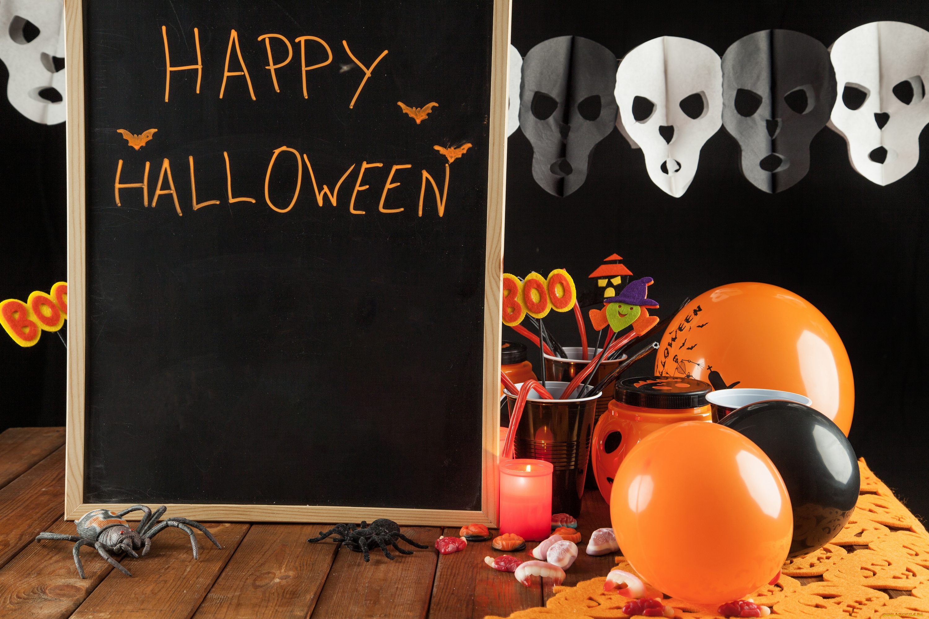 праздничные, хэллоуин, мармелад, стакан, надпись, доска, сумочки, праздник