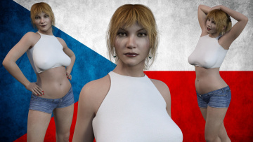 Картинка 3д+графика спорт+ sport девушки взгляд поза фон