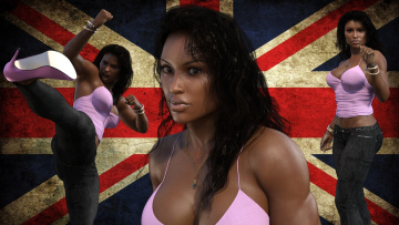 обоя 3д графика, спорт , sport, поза, фон, взгляд, девушки