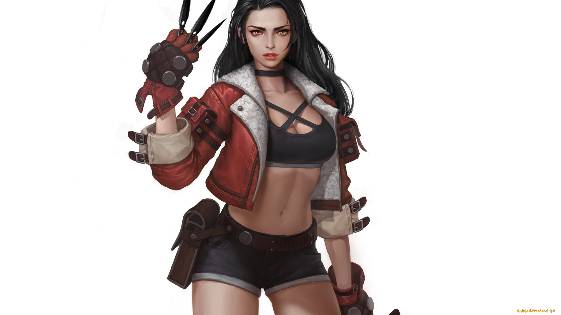 фэнтези, девушки, перчатки, белый, фон, куртка, арт, рука, поза, девушка, взгляд