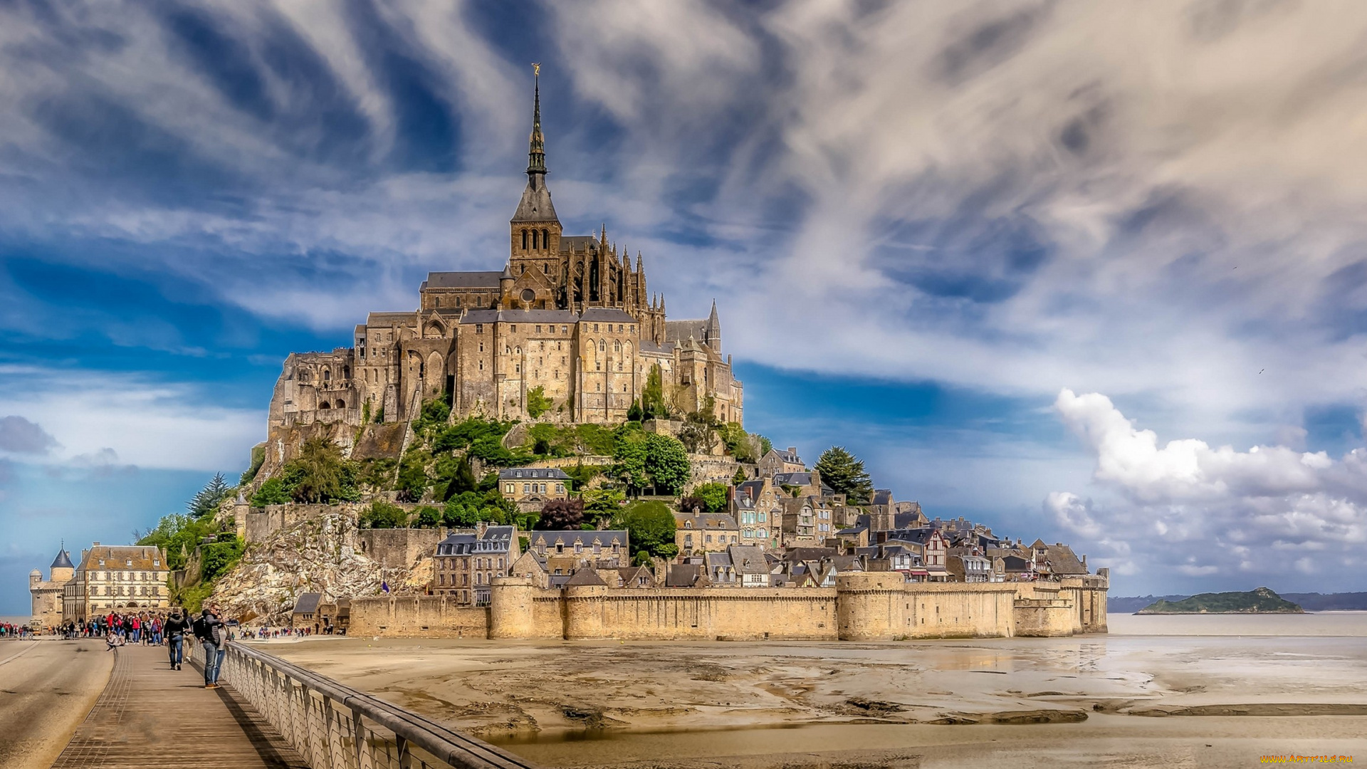 mont, saint, michel, города, крепость, мон-сен-мишель, , франция, простор