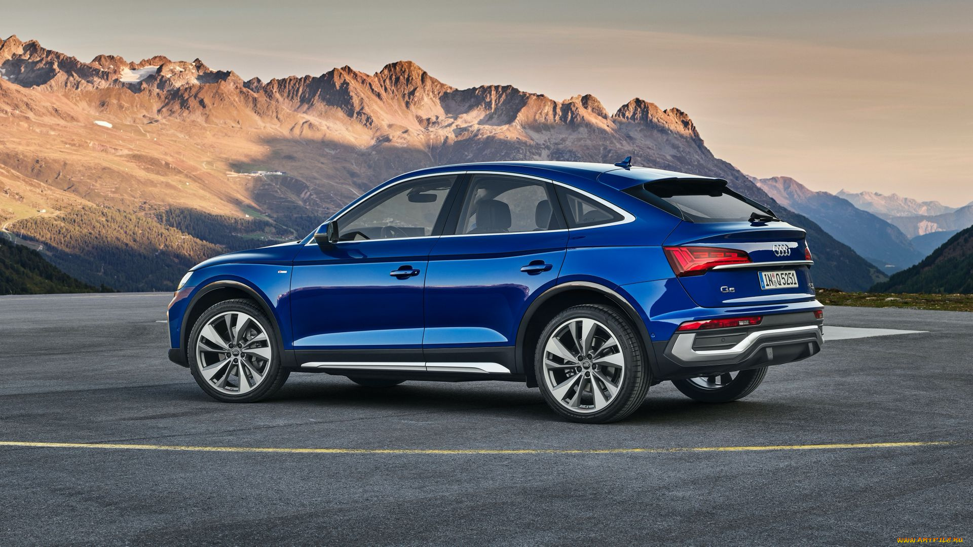 audi, q5, sportback, 2021, автомобили, audi, кросс, купе, 2021, q5, sportback, синий, горы