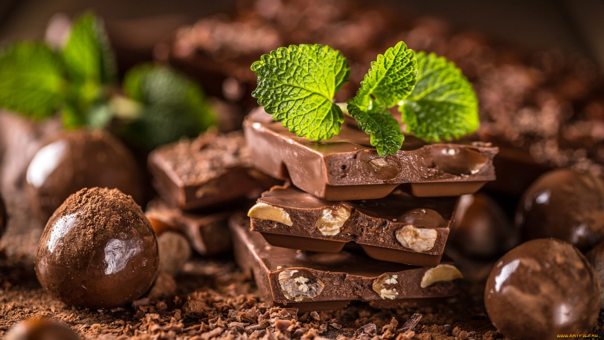 еда, конфеты, , шоколад, , мармелад, , сладости, мята, шоколад, орехи