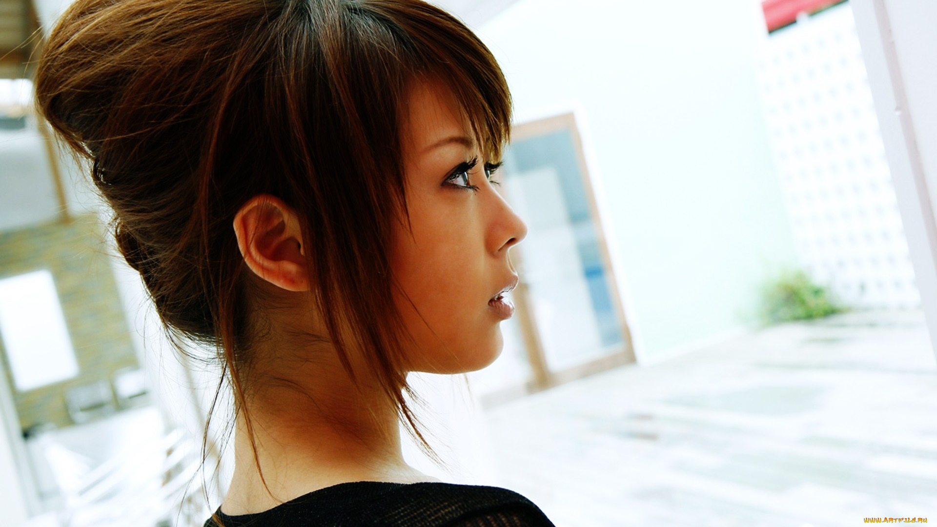 девушки, -, азиатки, шатенка, лицо