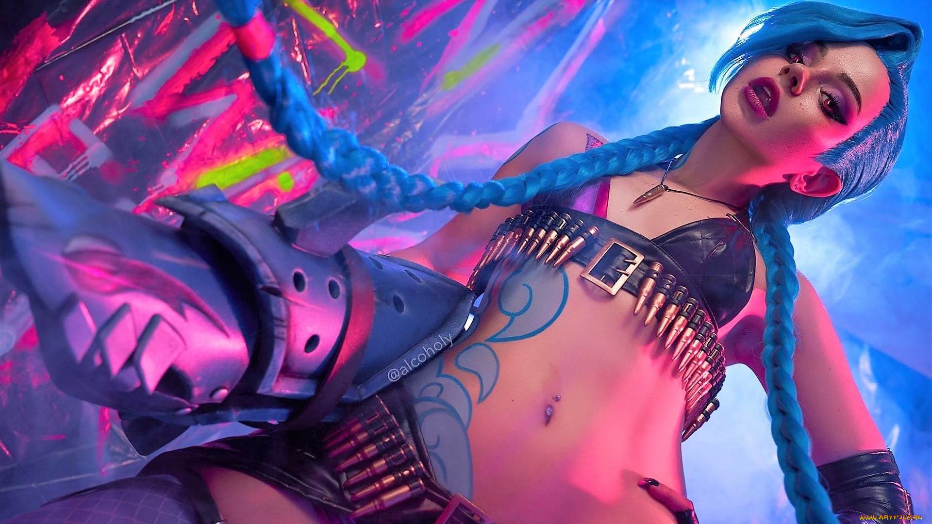 девушки, ангелина, ситало, , alcololi, образ, джинкс, косы, оружие