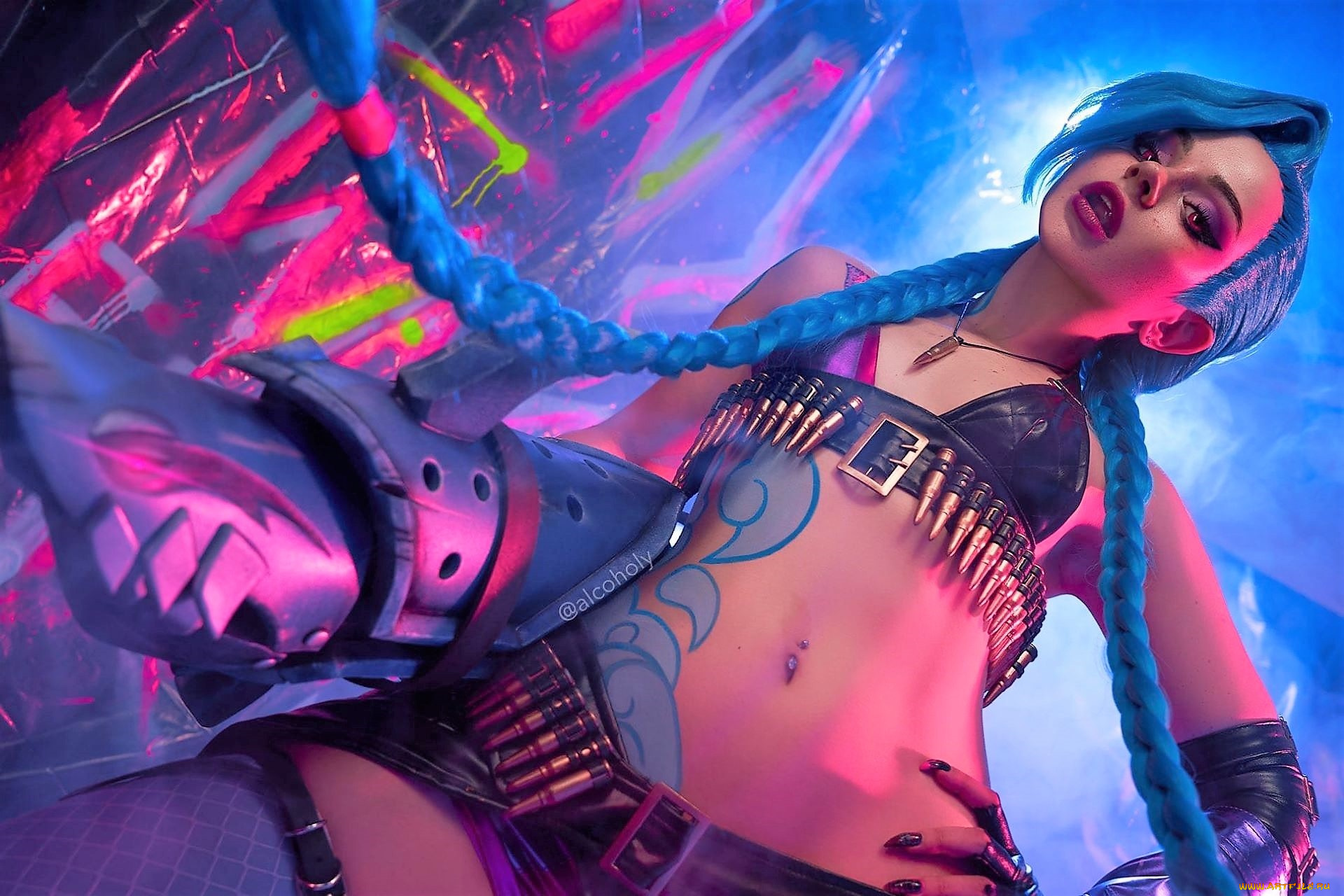 девушки, ангелина, ситало, , alcololi, образ, джинкс, косы, оружие