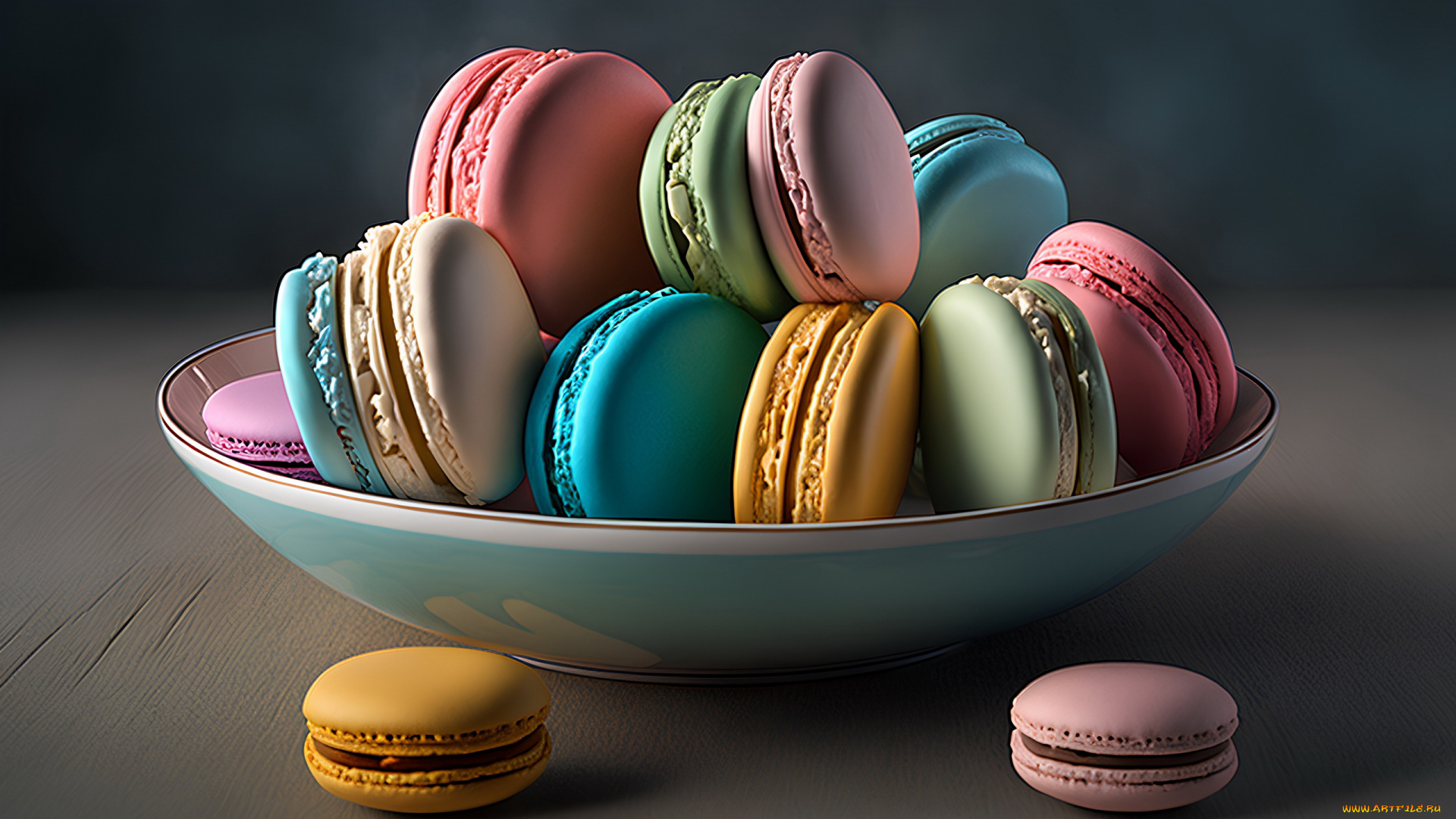 еда, макаруны, лакомство, печенье, ассорти