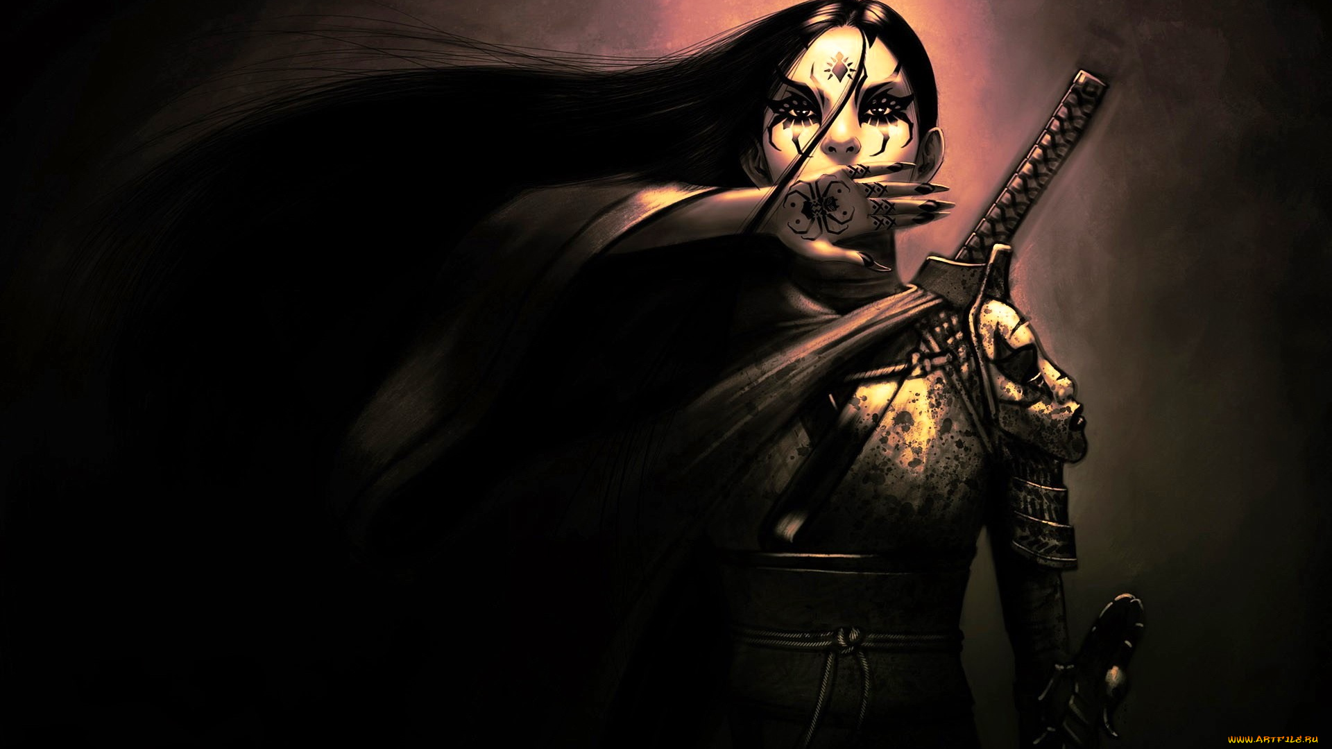 фэнтези, девушки, девушка, маска, меч