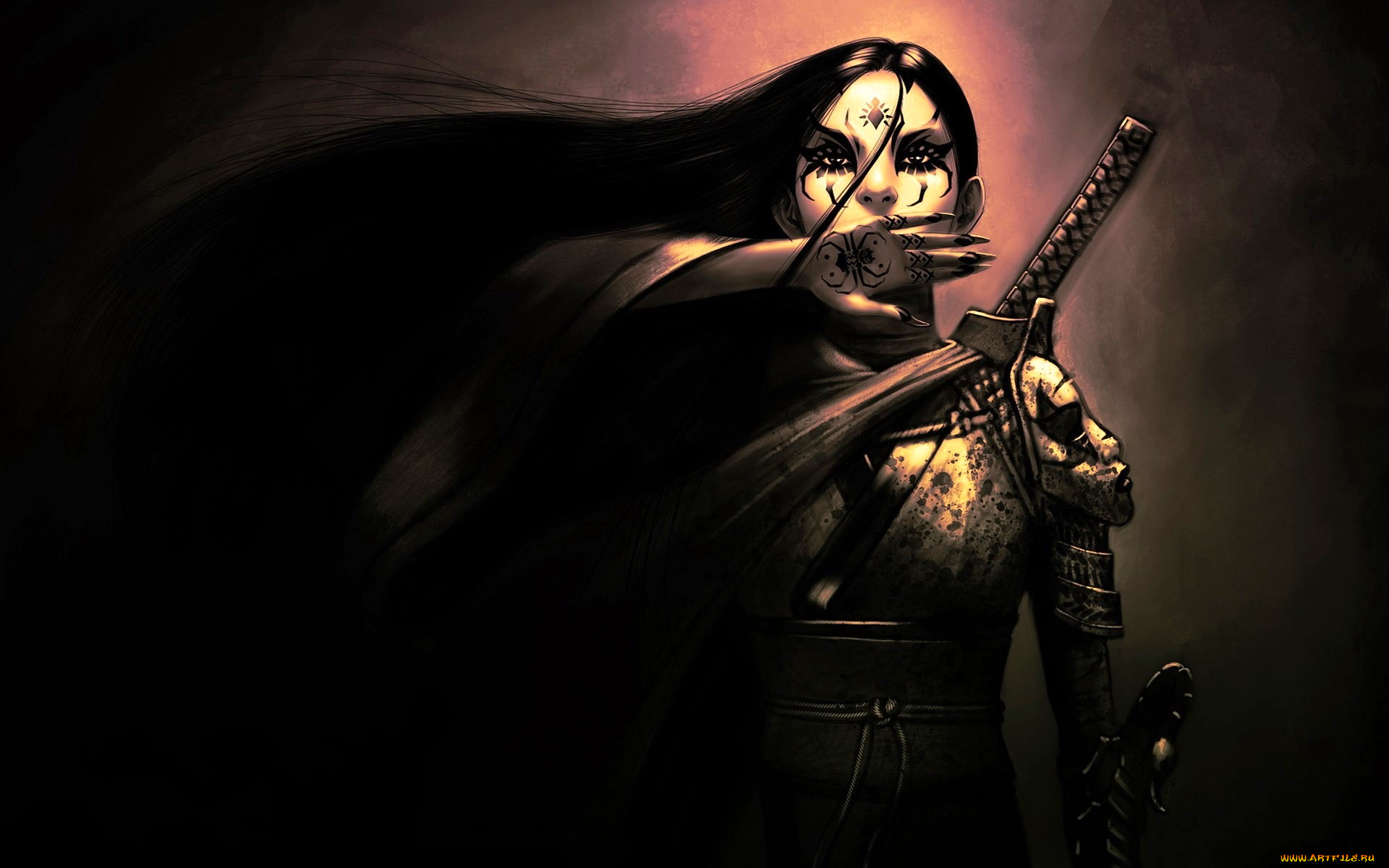 фэнтези, девушки, девушка, маска, меч