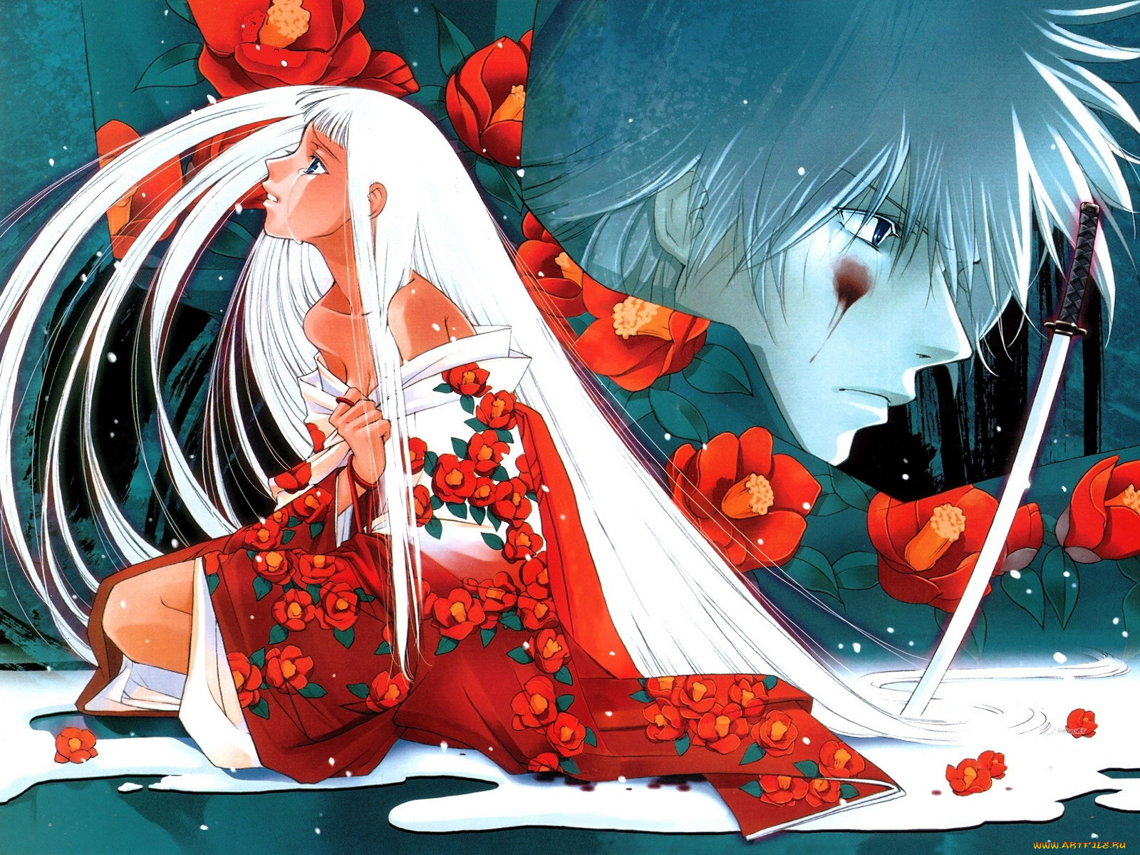 аниме, weapon, blood, technology