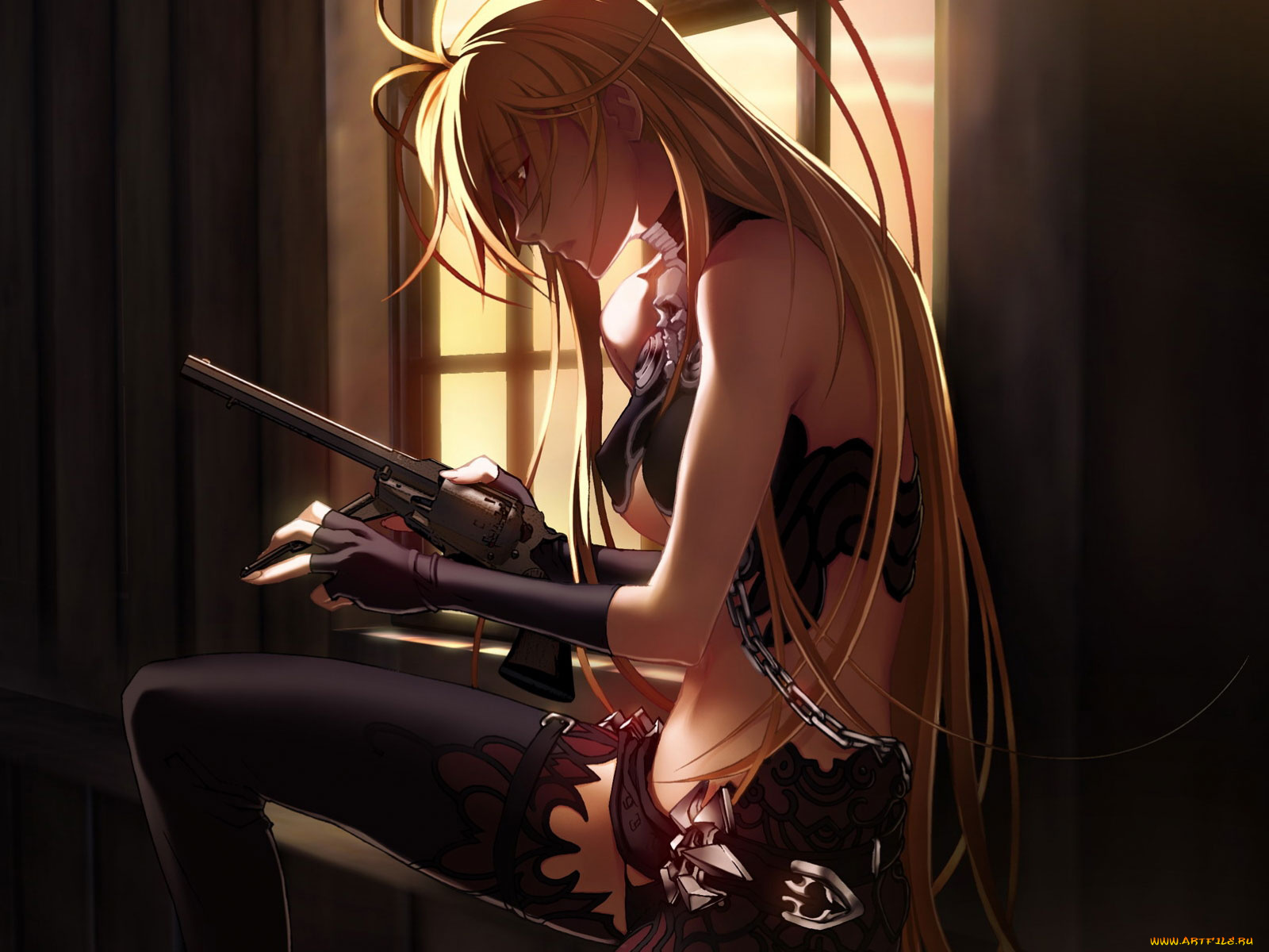 аниме, weapon, blood, technology