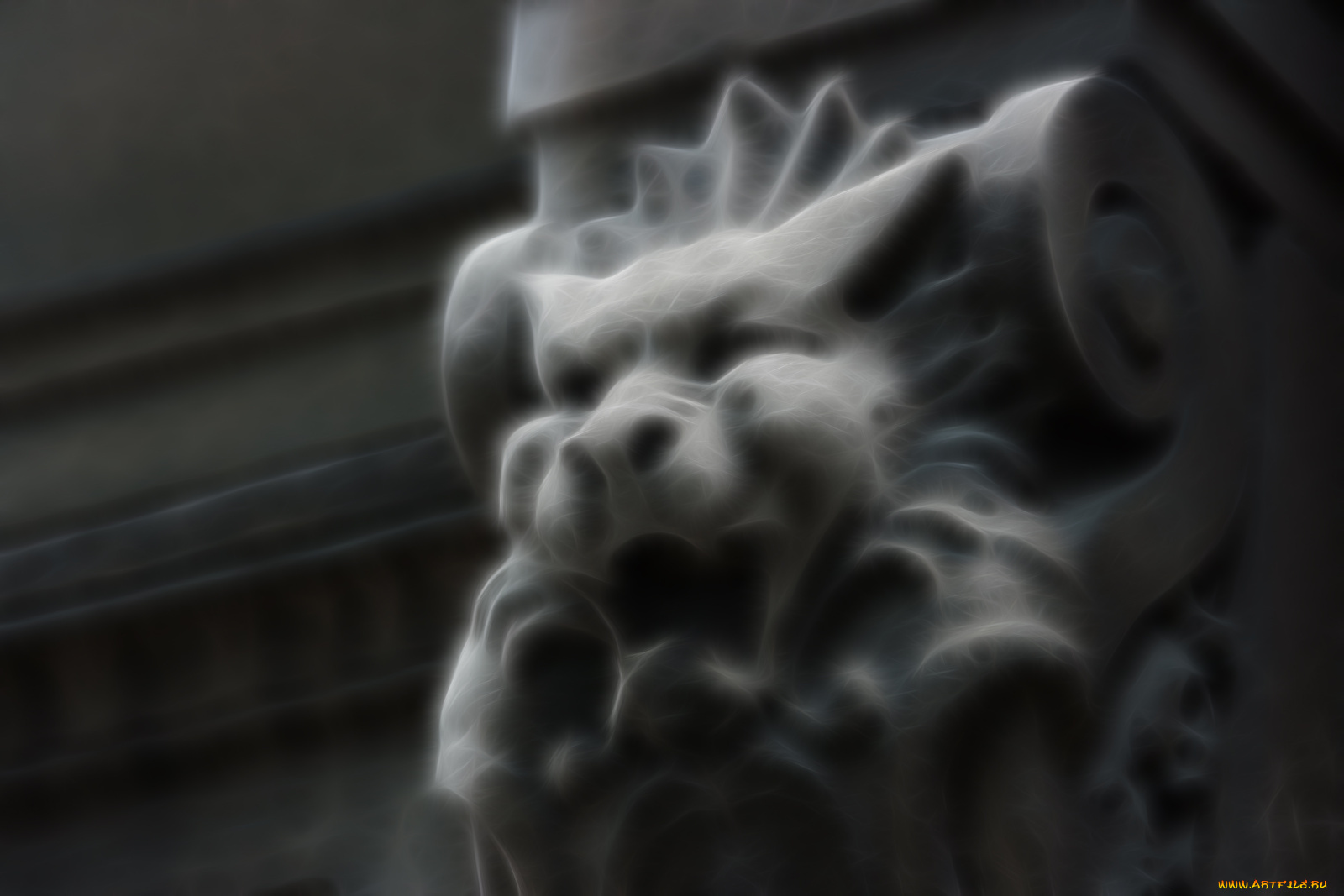 3д, графика, fractal, фракталы, голова, лев, фрактал