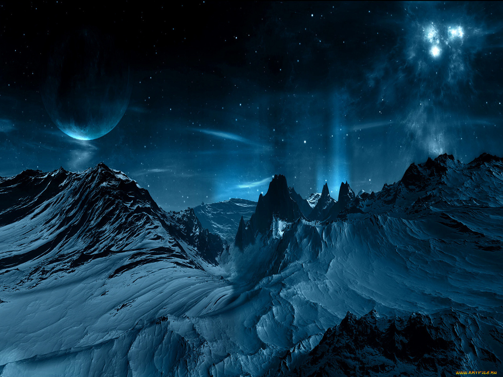 3д, графика, nature, landscape, природа, планета, горы