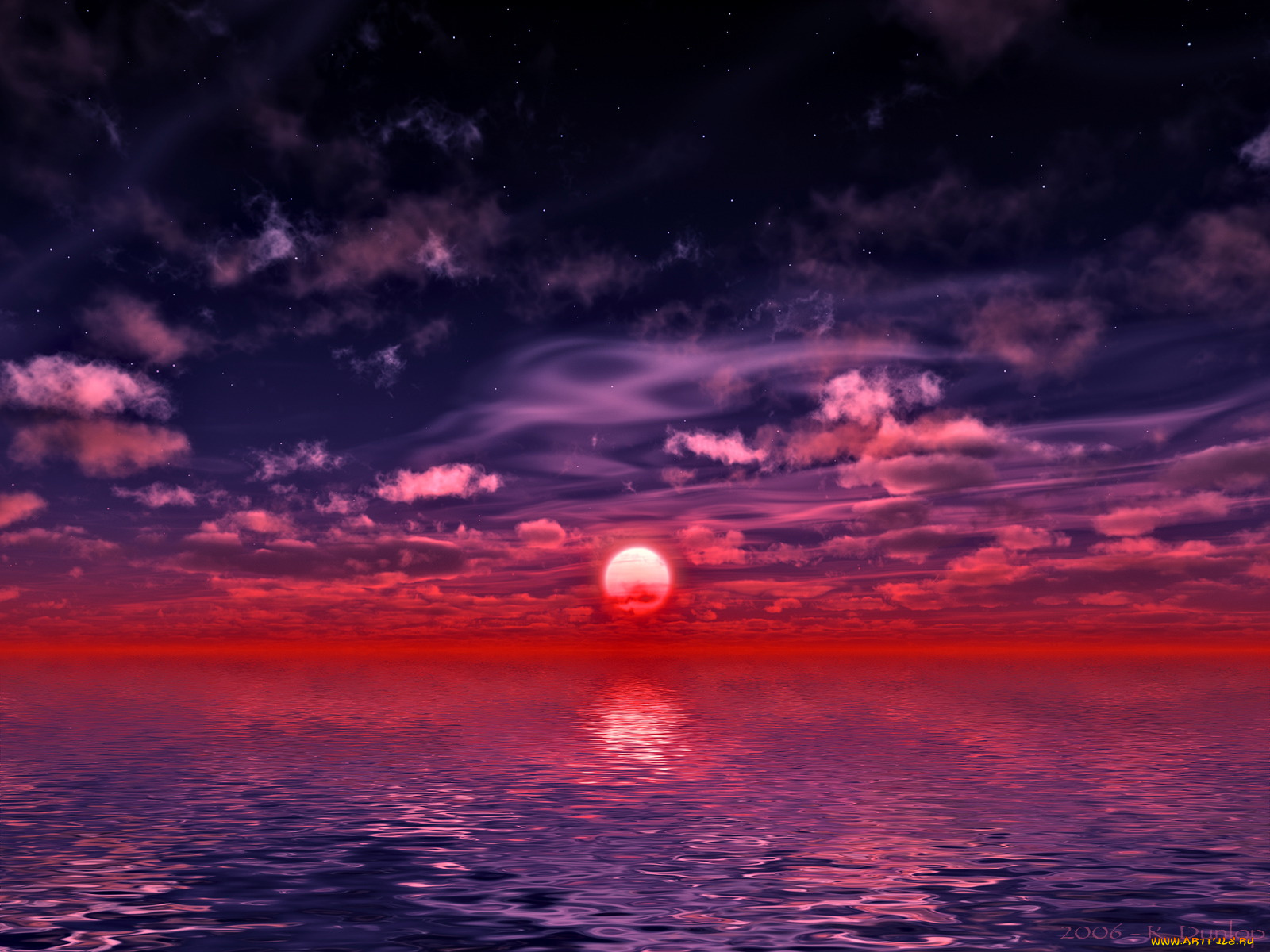 3д, графика, sea, undersea, море, закат