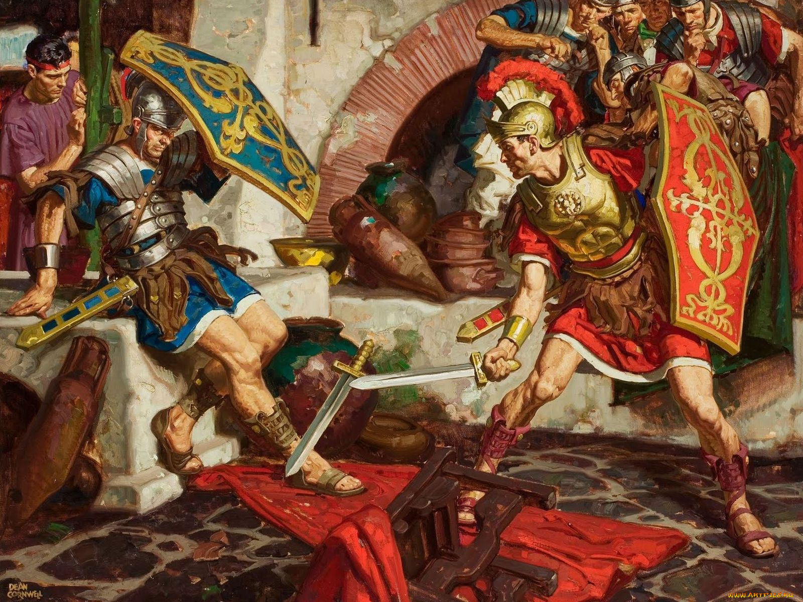 dean, cornwell, рисованные, меч, шлем, щит, легионер