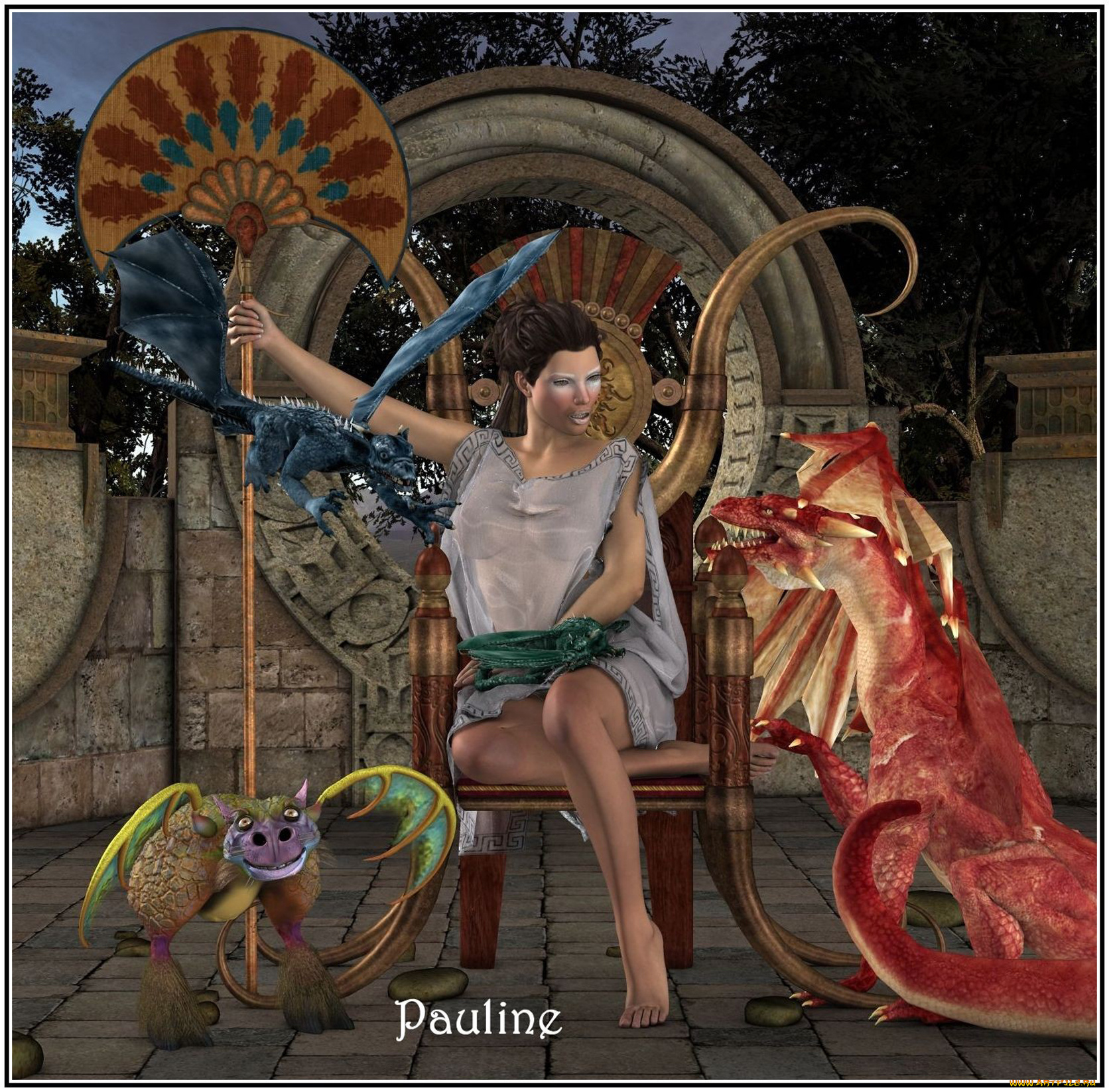 3д, графика, fantasy, фантазия, драконы, девушка