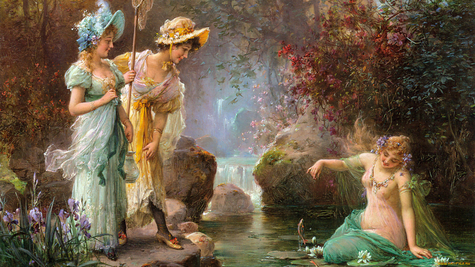 hans, zatzka, водная, идиллия, рисованные