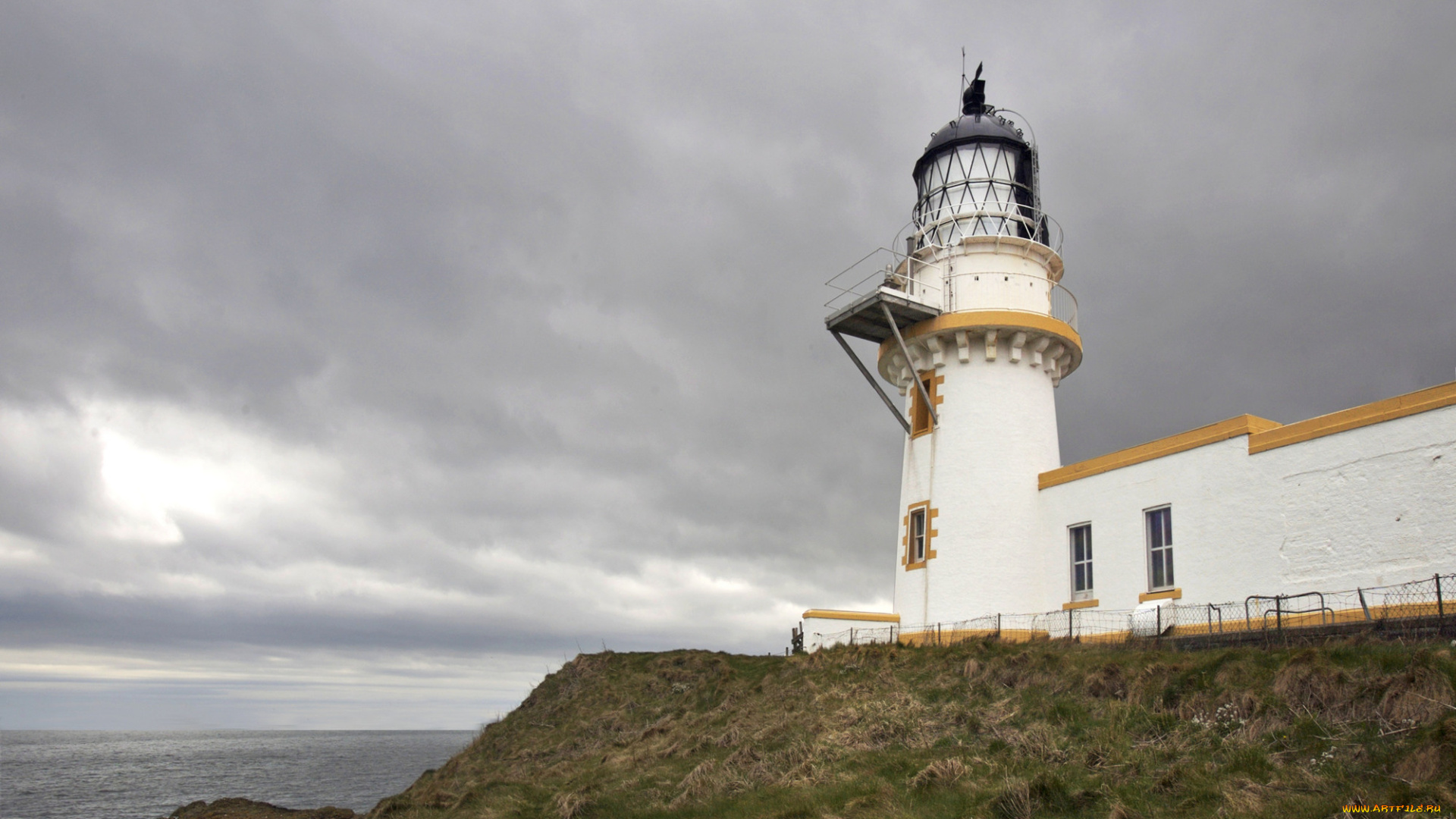 природа, маяки, небо, трава, берег, море