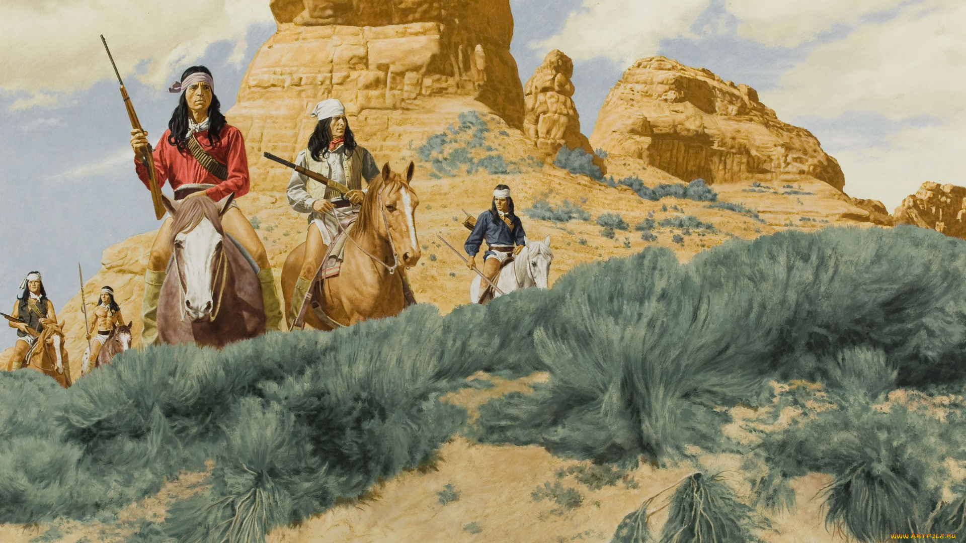 stanley, borack, рисованные, индейцы