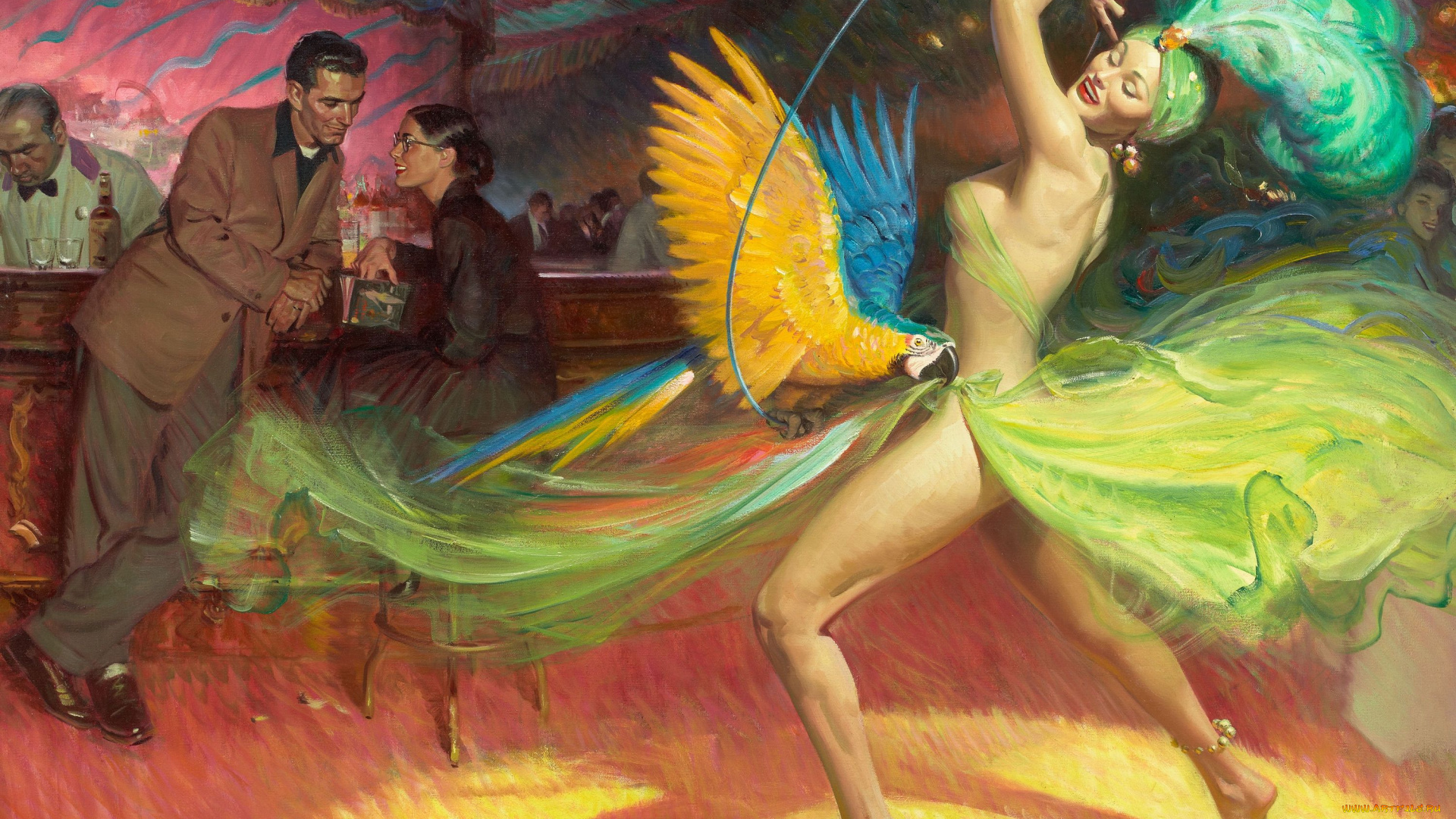 tom, lovell, рисованные, попугай, танцовщица