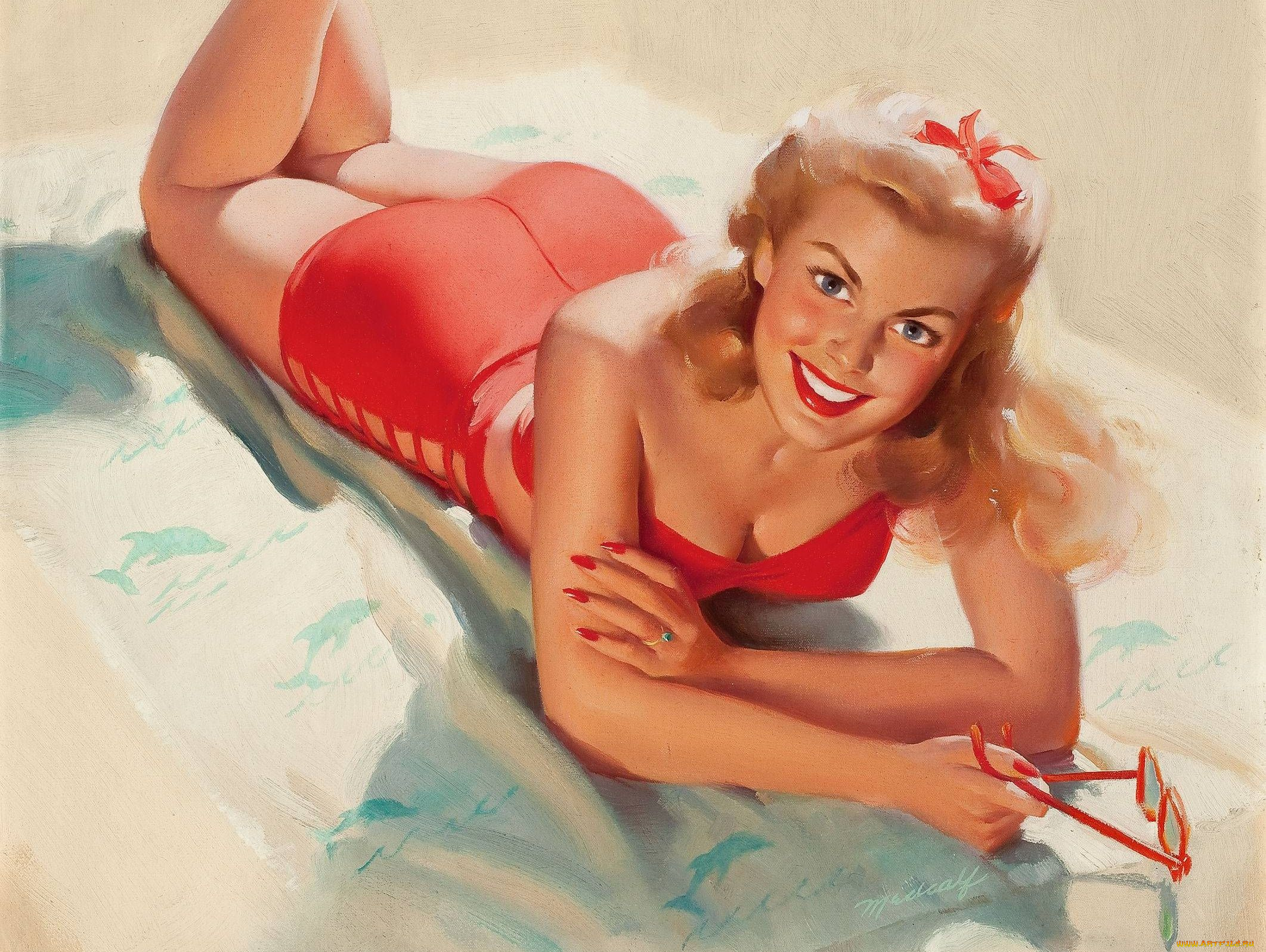 bill, medcalf, рисованные, пляж, блондинка, очки