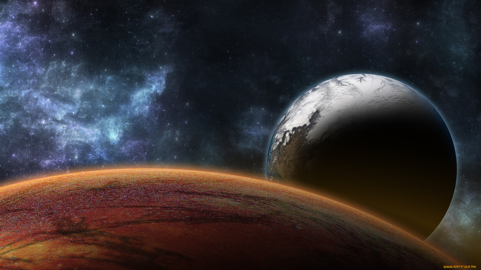 космос, арт, planet, 2, two, sci, fi, stars