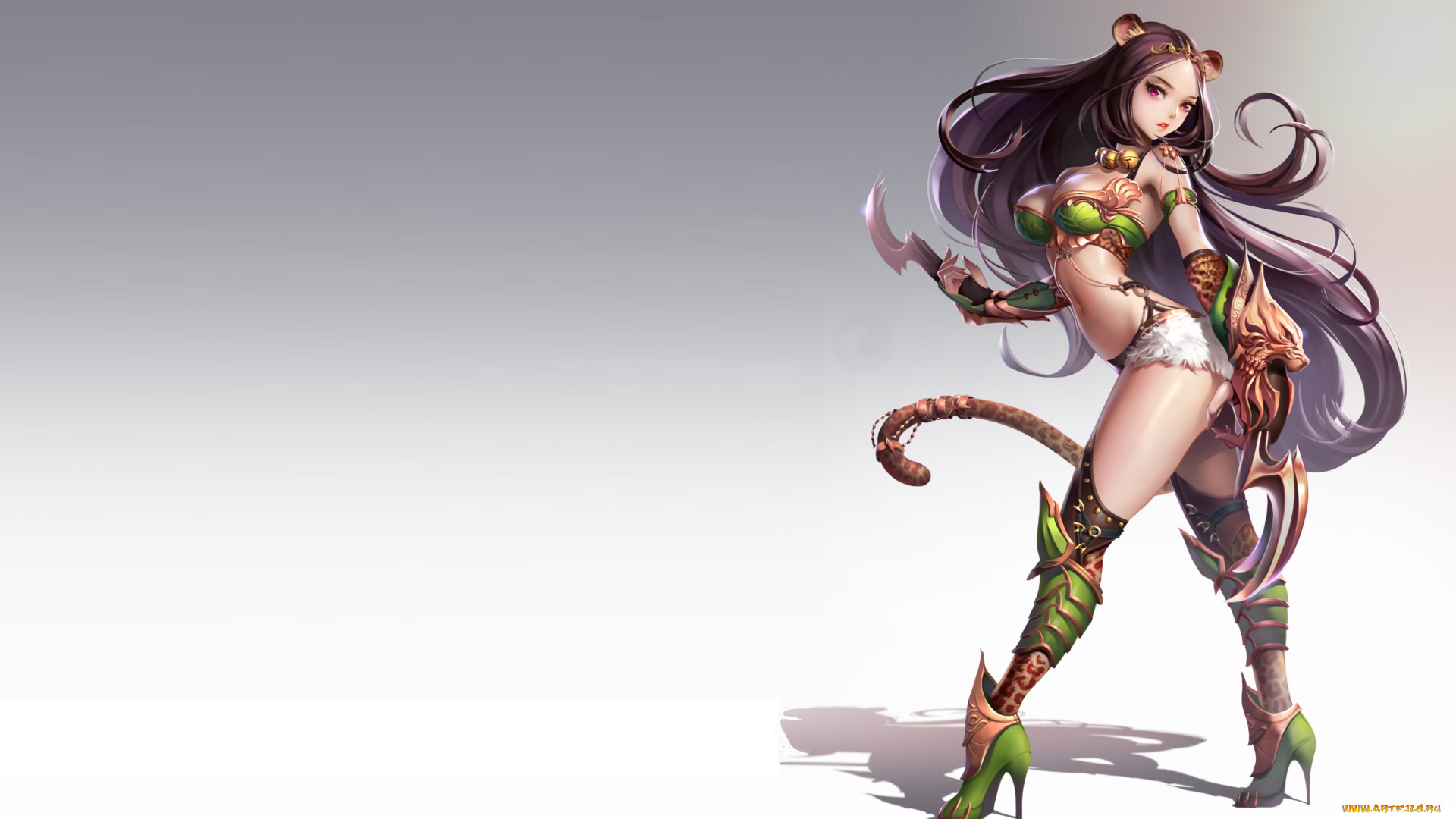 аниме, -animals, &, creatures, тигрица, костюм, девушка, арт