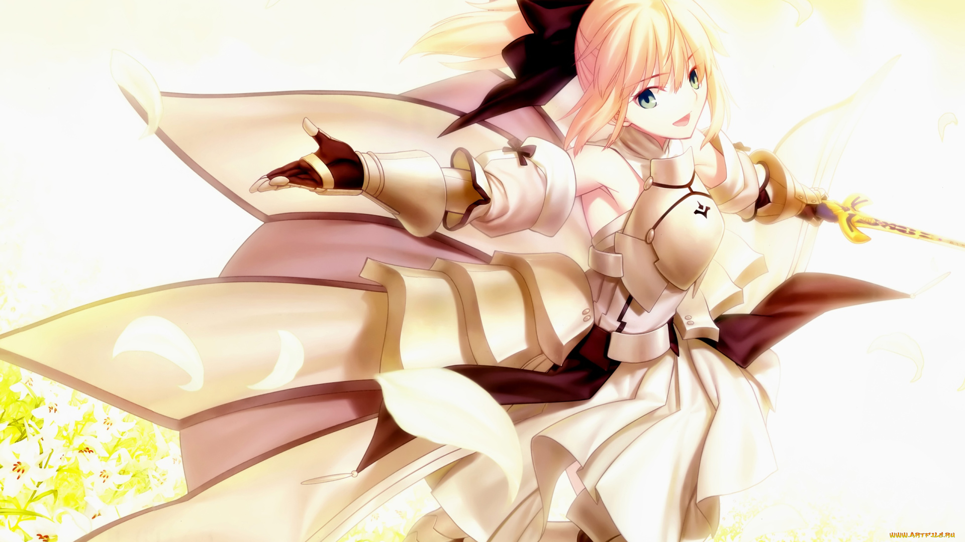 аниме, fate, stay, night, девушка, блондинка, арт, saber
