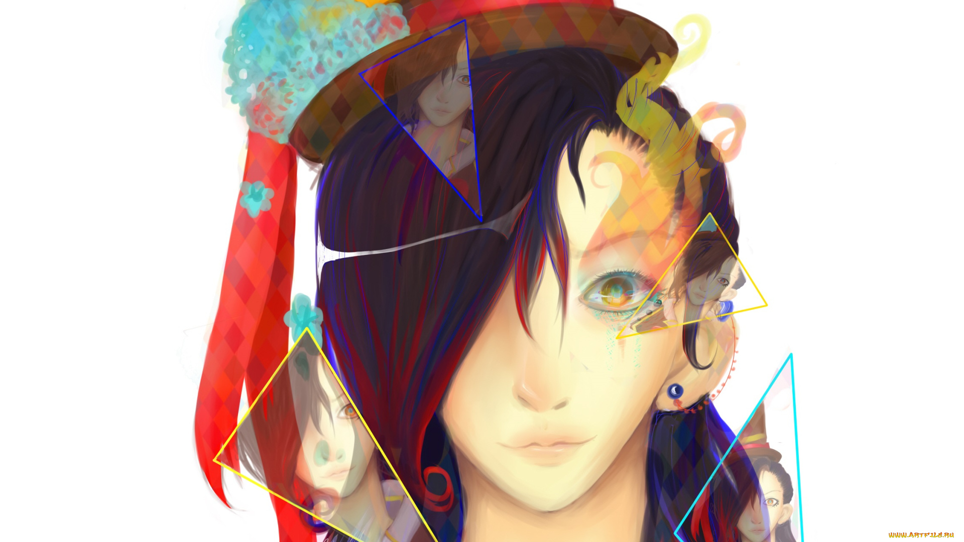 аниме, *unknown, , другое, взгляд, парень, арт, белый, фон, лицо