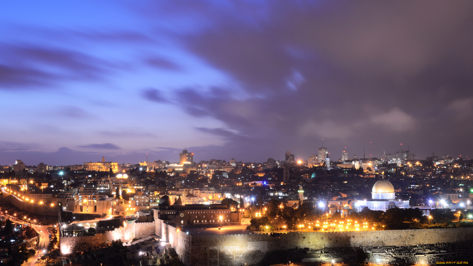 города, иерусалим, , израиль, огни, ночь, дома, иерусалим