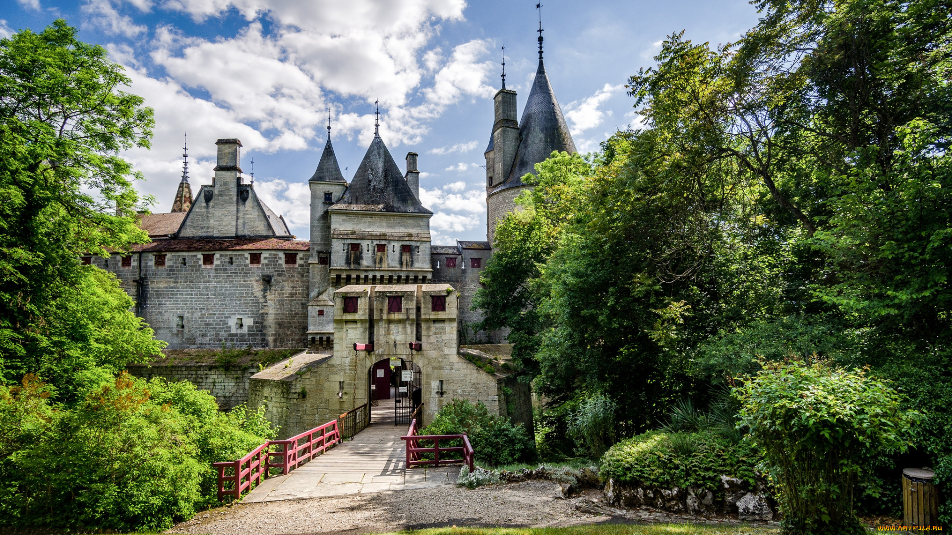 города, замки, франции, шпили, башни, замок, парк