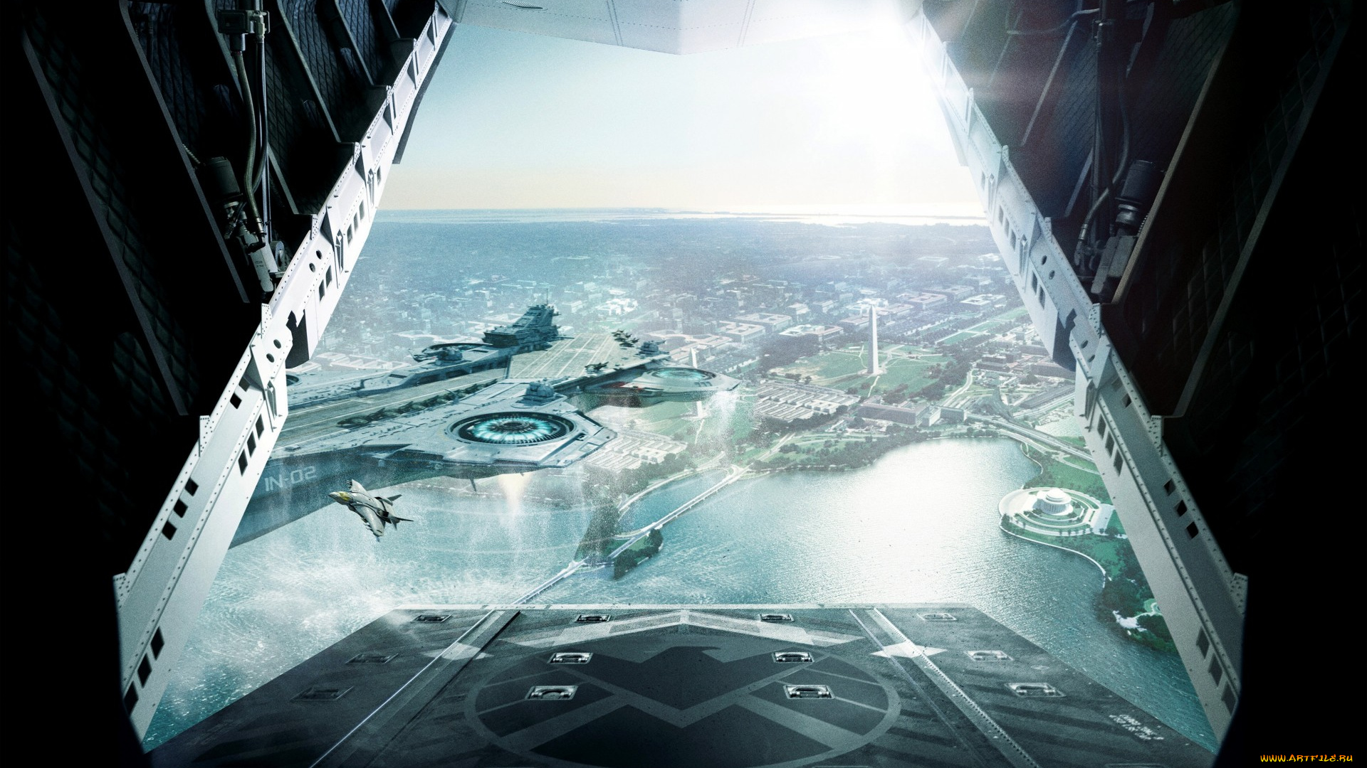 кино, фильмы, captain, america, , the, winter, soldier, вид, город, самолёт