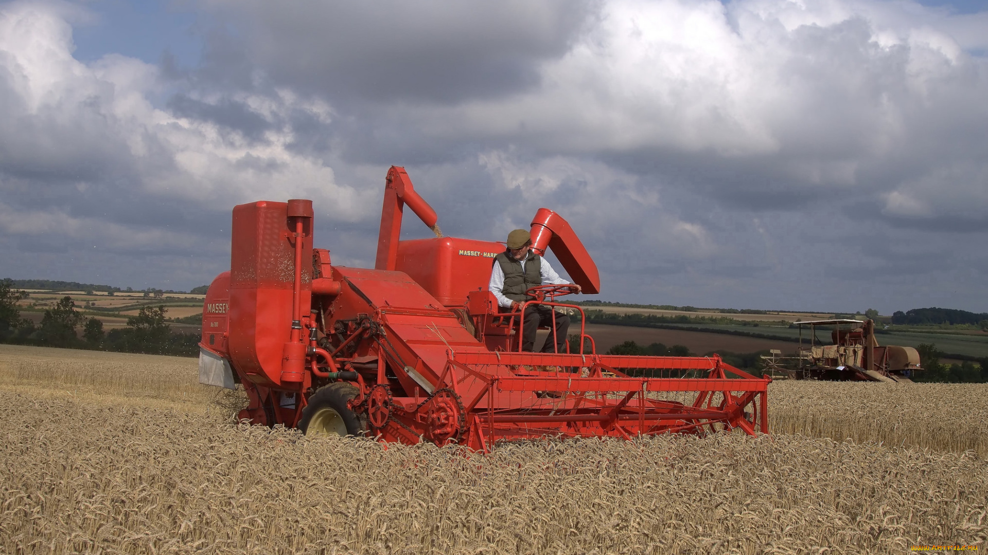 техника, комбайны, поле, комбайн