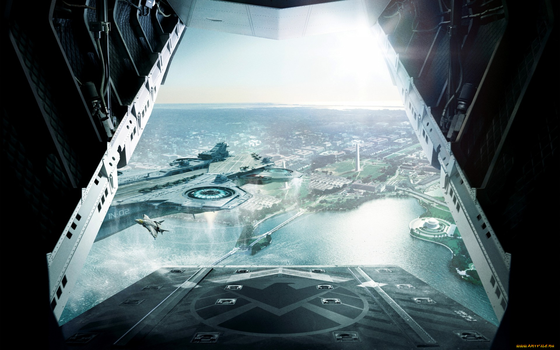 кино, фильмы, captain, america, , the, winter, soldier, вид, город, самолёт