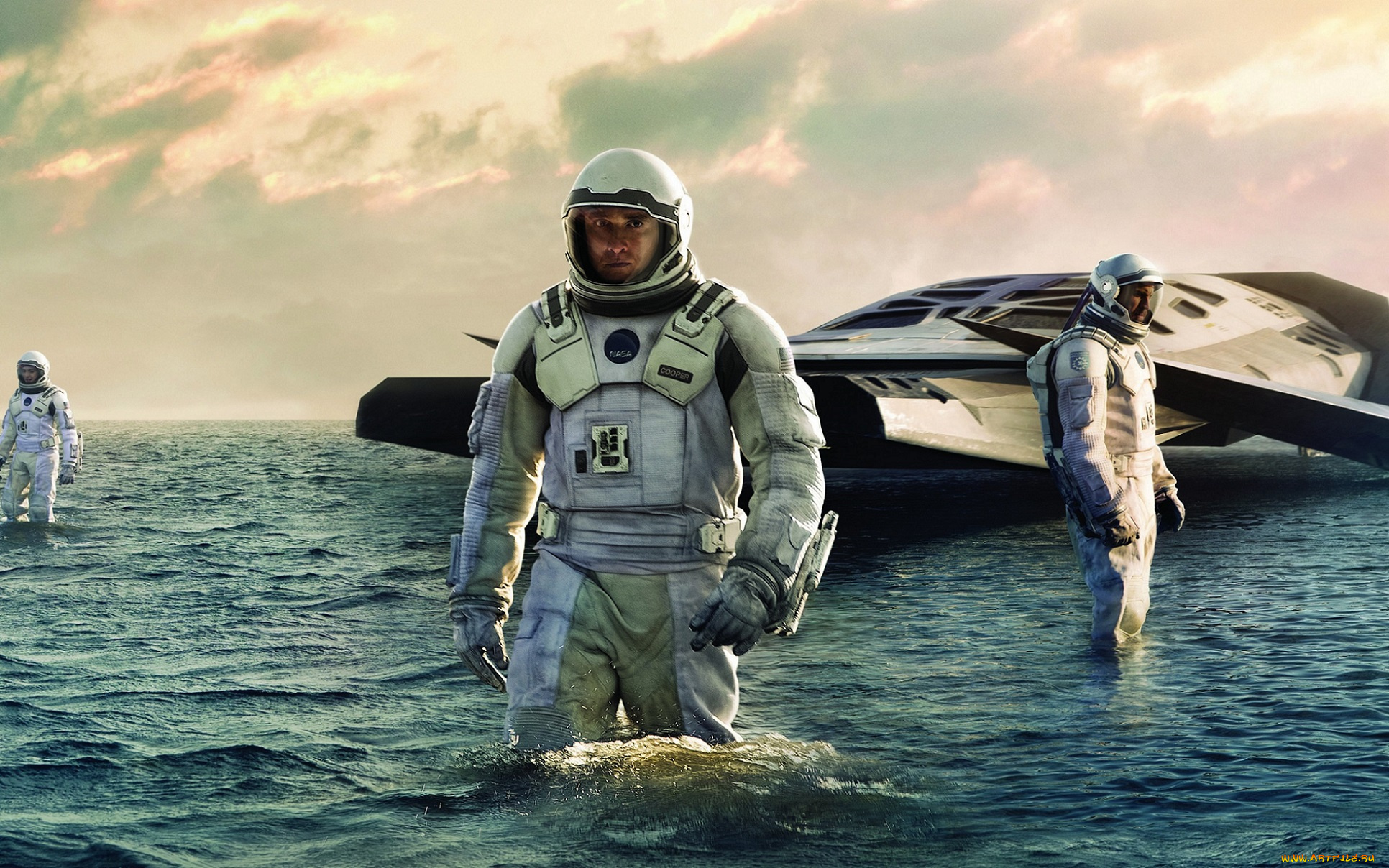 кино, фильмы, interstellar, matthew, mcconaughey, вода, планета, spaceship, starship, море
