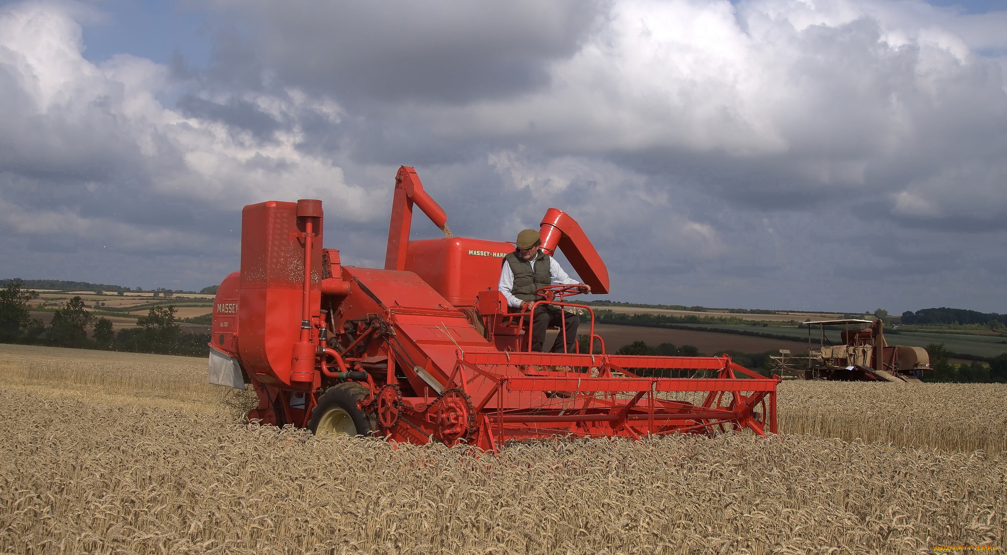 техника, комбайны, поле, комбайн