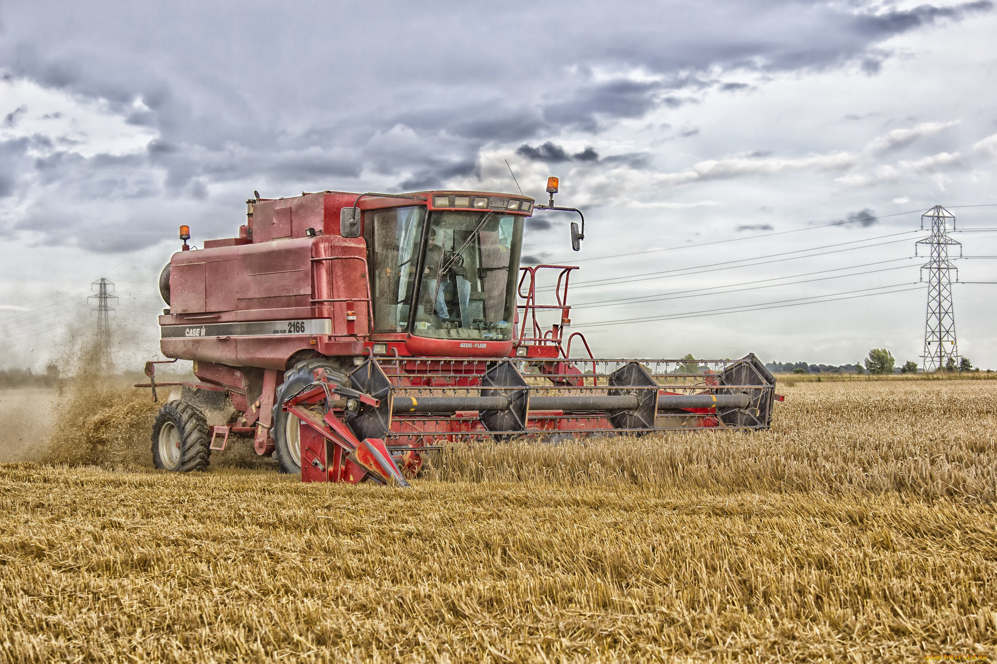 техника, комбайны, комбайн, поле