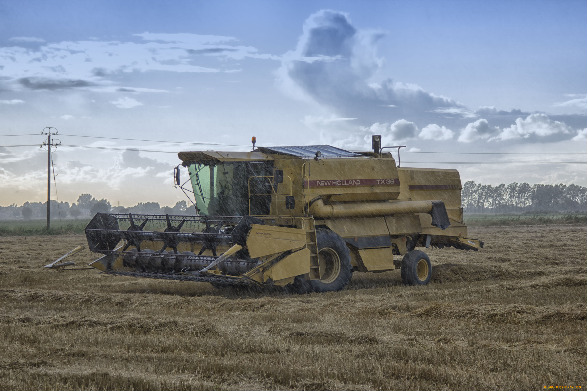 техника, комбайны, комбайн, поле